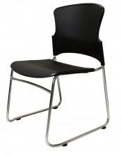 Zing Sled Base Chair. Chrome Frame. Black Seat And Back Only